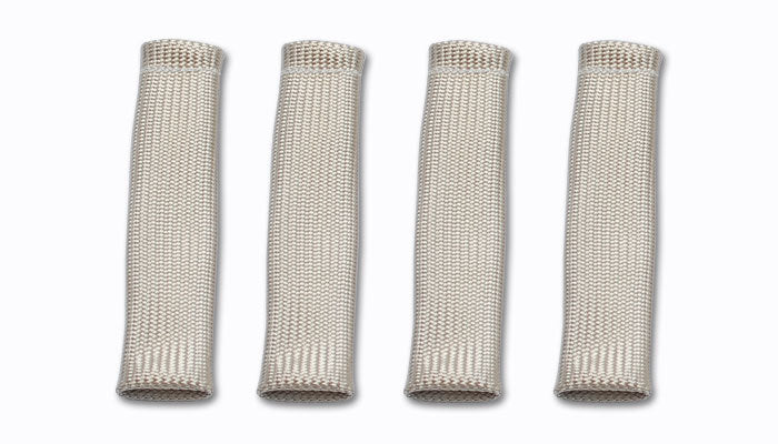 Vibrant Performance Spark Plug Boot Sleeve 0.75 Inch Diameter, 8 Inch Length, Braided Fiberglass, Silver, Set of 4