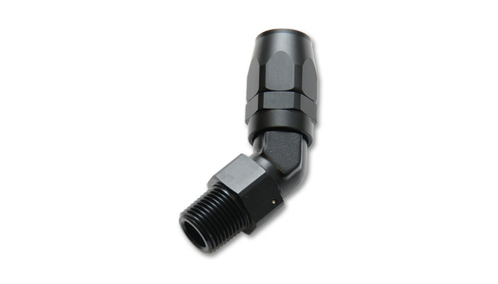 Vibrant Performance -8AN Male 3/8 Inch NPT 45 Degree Hose End Fitting Aluminum Black Anodized