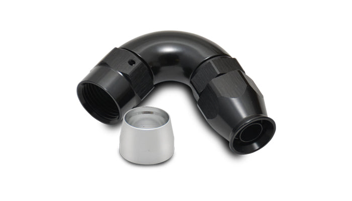 Vibrant Performance 28206 120 Degree High Flow Hose End Fitting -6 AN PTFE, Black Anodized Aluminum