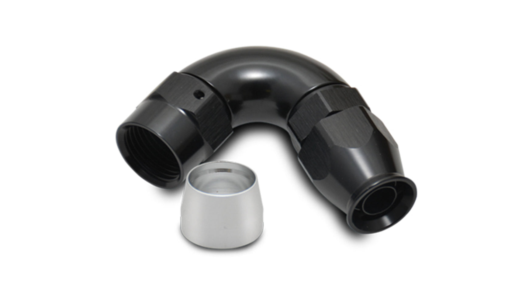 Vibrant Performance 28212 120 Degree High Flow Hose End Fitting for 12AN PTFE Hose, Aluminum Black Anodized