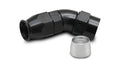 Vibrant Performance 28408 45 Degree High Flow Hose End Fitting for PTFE, 8 AN Male to 8 AN Female Swivel Aluminum Black Anodized