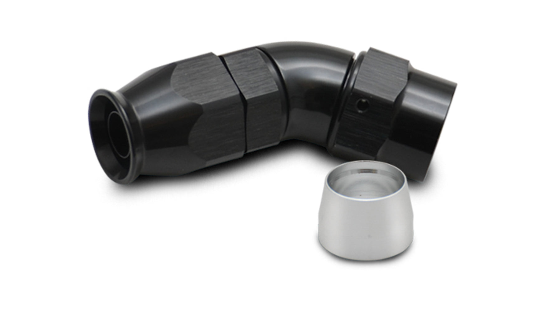 Vibrant Performance 28412 45 Degree High Flow Hose End Fitting for 12AN Hose, Aluminum Black Anodized Swivel