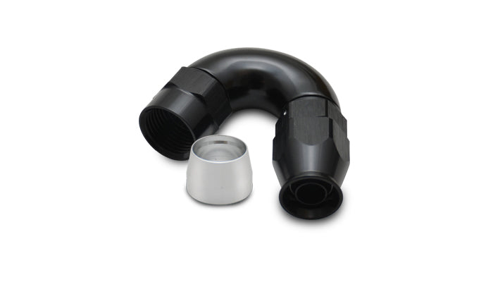 Vibrant Performance 28506 150 Degree High Flow Hose End Fitting for -6 AN PTFE Hose, Aluminum Black Anodized