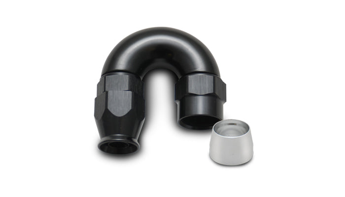 Vibrant Performance 28806 180 Degree High Flow Hose End Fitting for -6 AN PTFE Hose, Aluminum Black Anodized