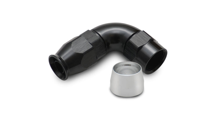 Vibrant Performance 28906 Full Flow PTFE 90 Degree Hose End Fitting, 6 AN Aluminum Black Anodized