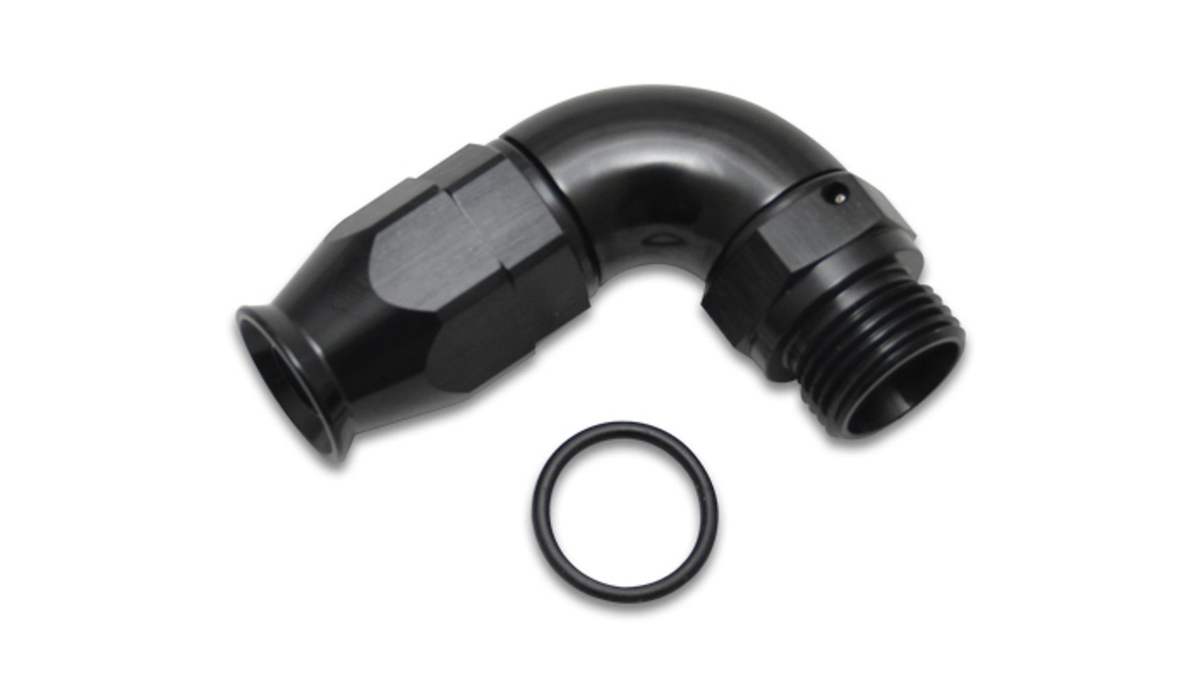 Vibrant Performance 29906 90 Degree Swivel Hose Fitting -8AN to -10AN PTFE Aluminum Black Anodized