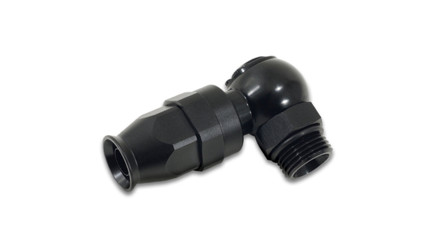Vibrant Performance Banjo Hose End for PTFE Hose -8AN to -8 ORB, Aluminum Black Anodized