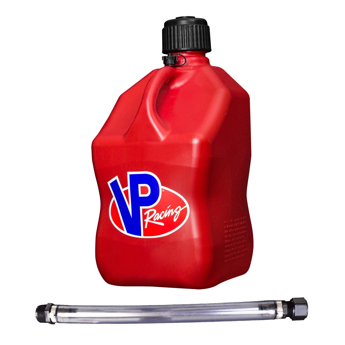 VP Racing 3516-CA Motorsports Jug 5.5 Gallon Red Square Plastic with Filler Hose and O-Ring Seal Cap