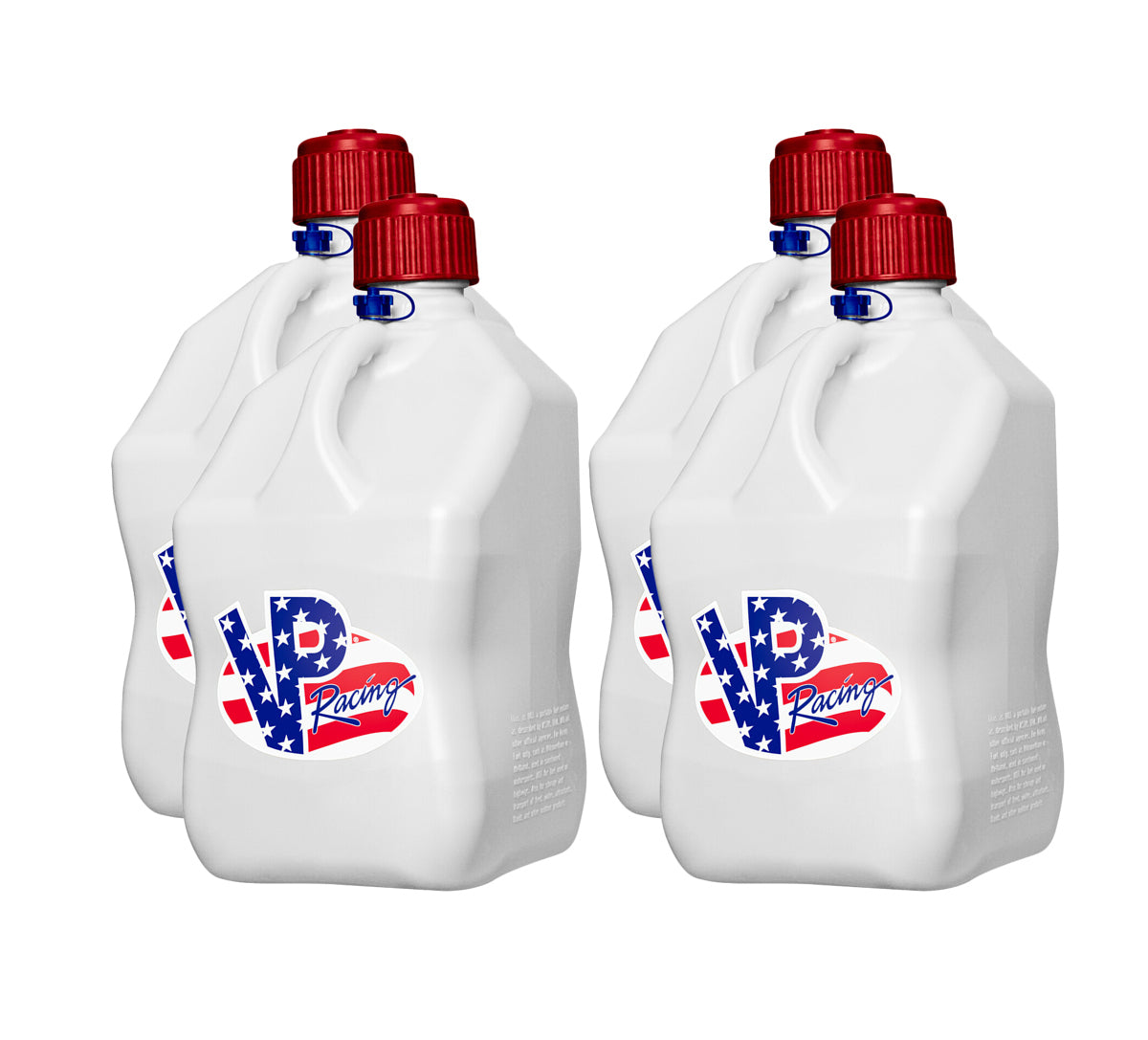 VP Racing Motorsports Jug 35221-CA 5.5 Gallon Square Plastic Fuel Container Set of 4 in White and Red