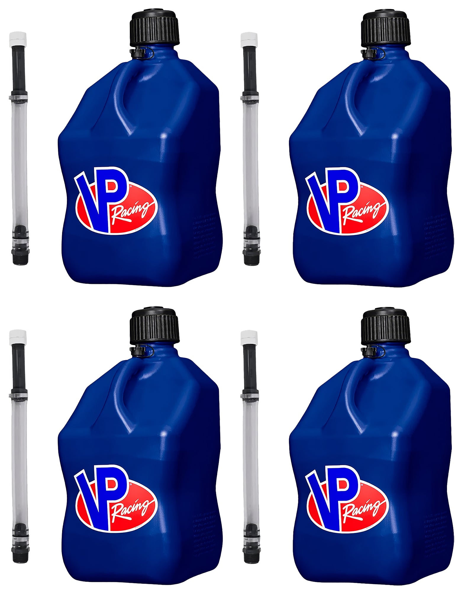 VP Racing 3532-CA-CASE-HOSE Utility Jug 5.5 Gallon Blue Square with Filler Hose and O-Ring Seal Cap