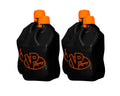 VP Racing Motorsports Jug 3852-CA-CASE, 5.5 Gallon Square Plastic Fuel Containers, Black and Orange, Set of 4