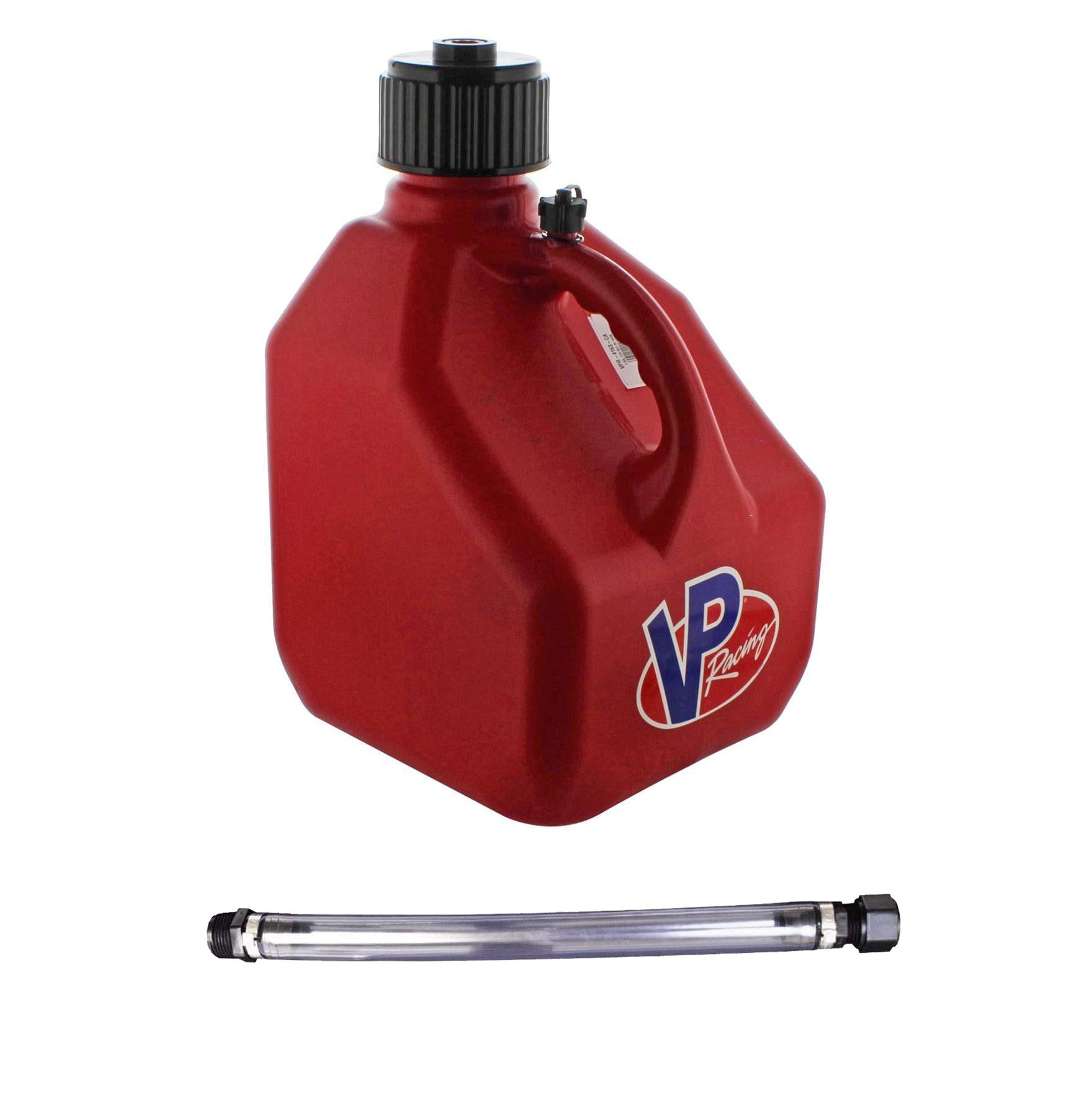 VP RACING 4163-CA Motorsport Utility Jug, 3 Gallon, Red Square Plastic with Filler Hose and O-Ring Seal Cap