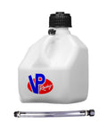 VP Racing 4173-CA Motorsports Utility Jug, 3 Gallon, Square, White with Filler Hose and O-Ring Cap