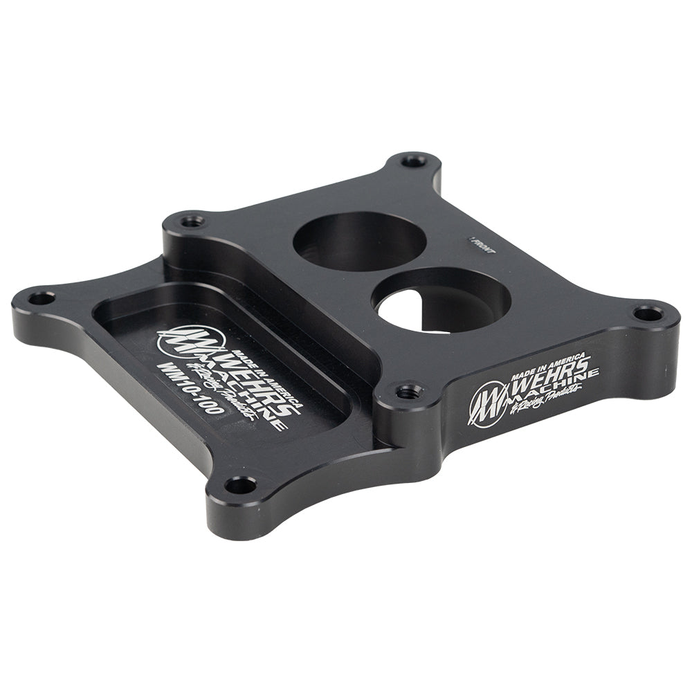 WEHRS MACHINE WM10-100 Carburetor Adapter for Holley 2-Barrel to Square Bore, 1 Inch Thick, Aluminum, Black Anodized