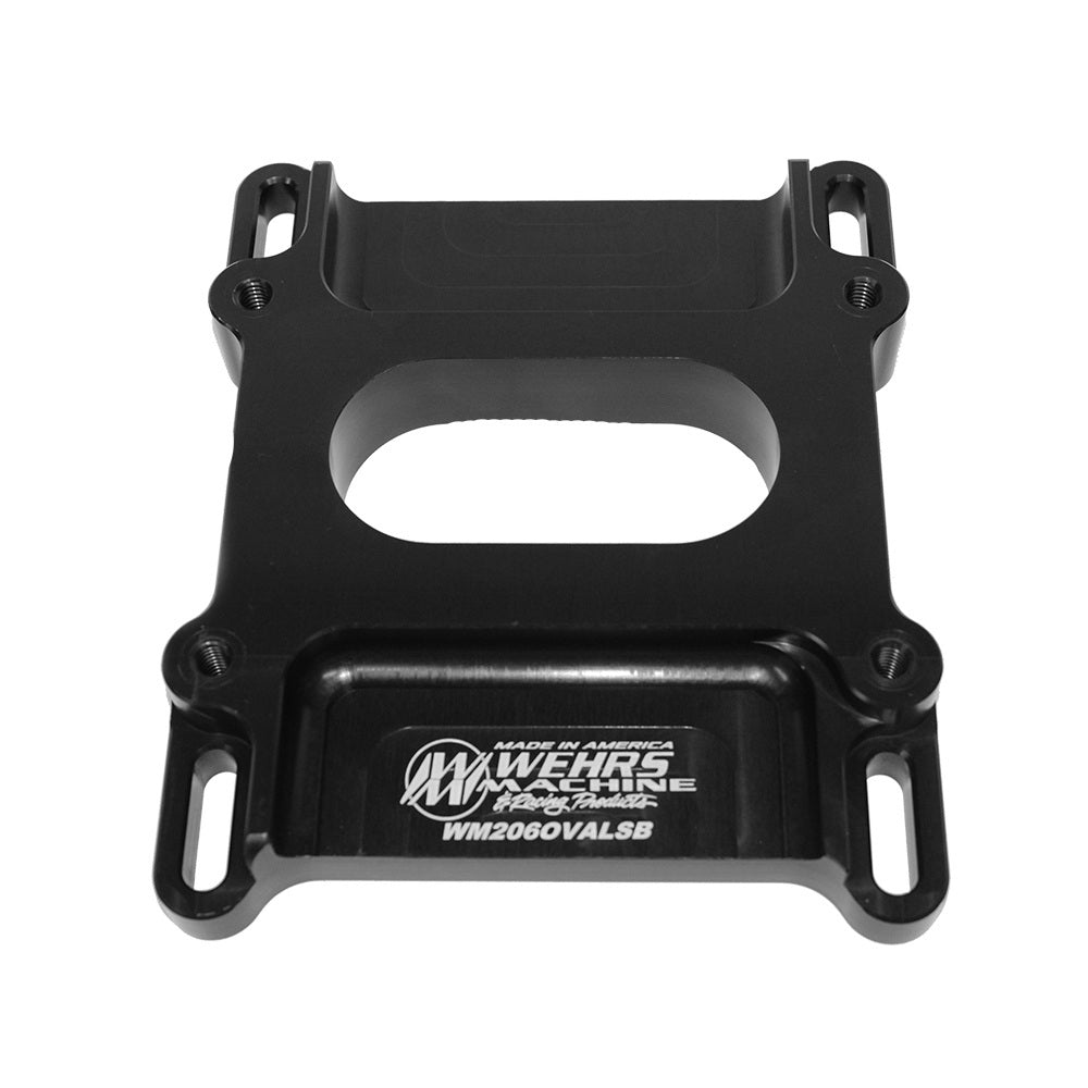 WEHRS MACHINE WM206OVALSB Carburetor Adapter 1 Inch Tall Oval Open Holley 2-Barrel to Square Bore Aluminum Black Anodized