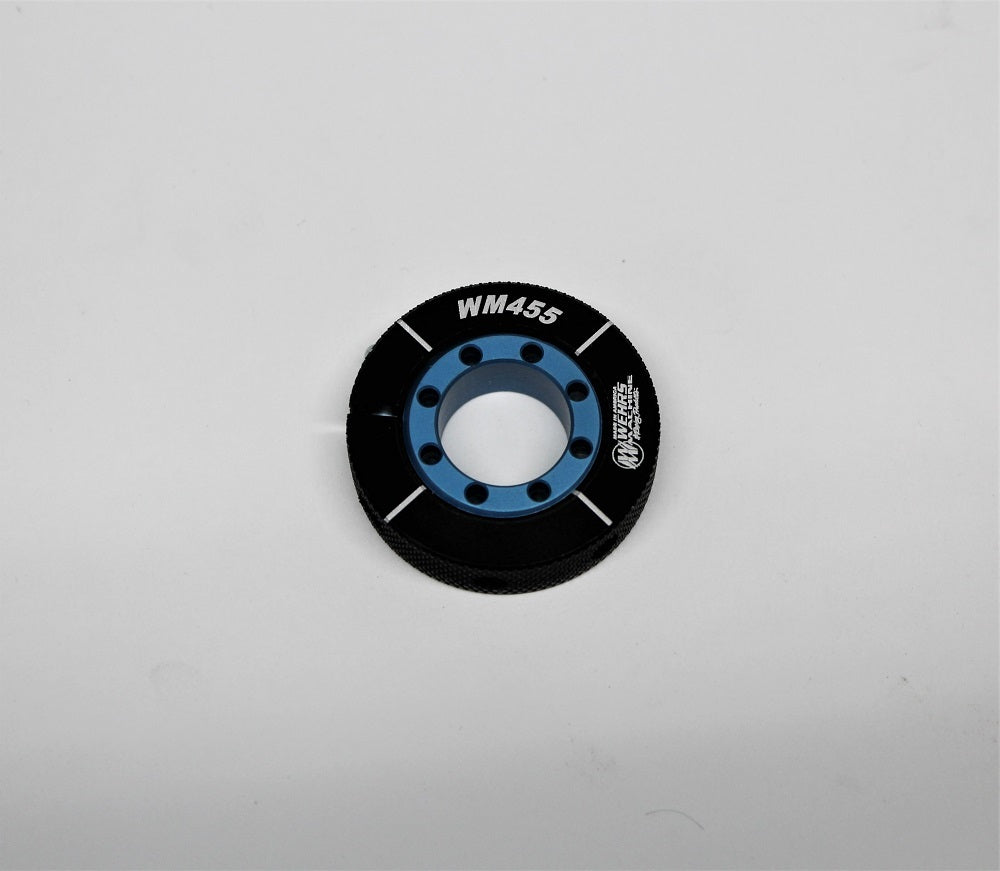 WEHRS MACHINE WM455-500 Adjustable Bump Stop Fine Tuner for Shock Absorbers, 1/2 Inch Shaft Diameter, Aluminum, Black and Blue Anodized