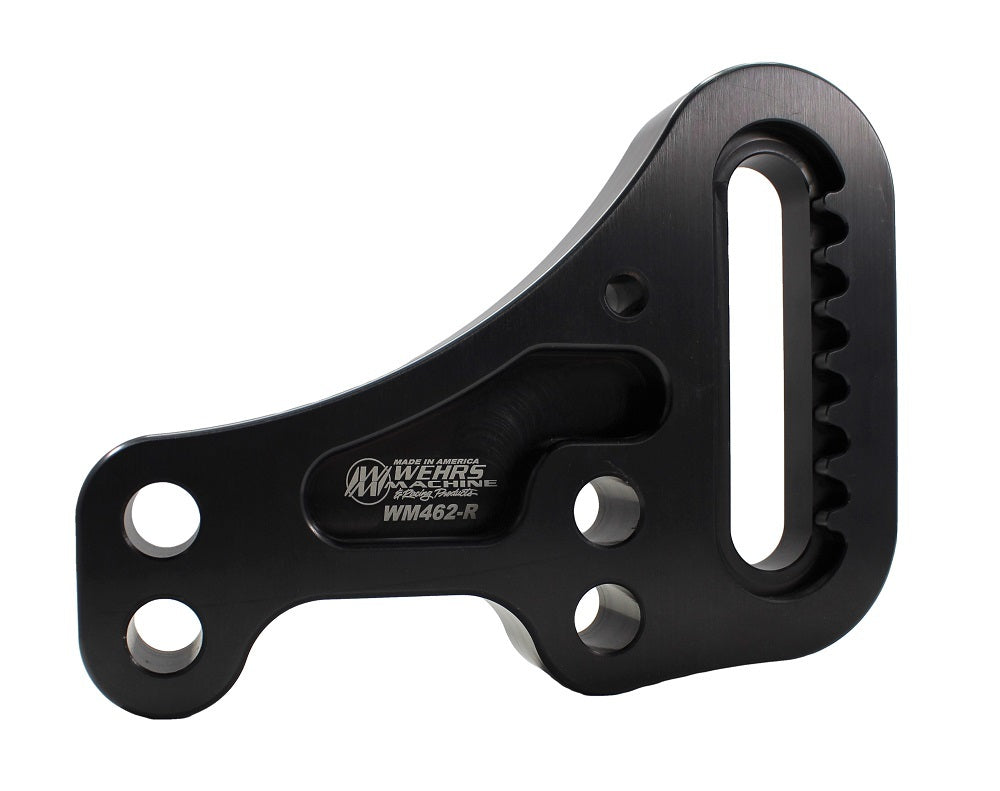 WEHRS MACHINE WM462-R Trailing Arm Bracket for Passenger Side Rear, Adjustable Aluminum with Black Anodized Finish