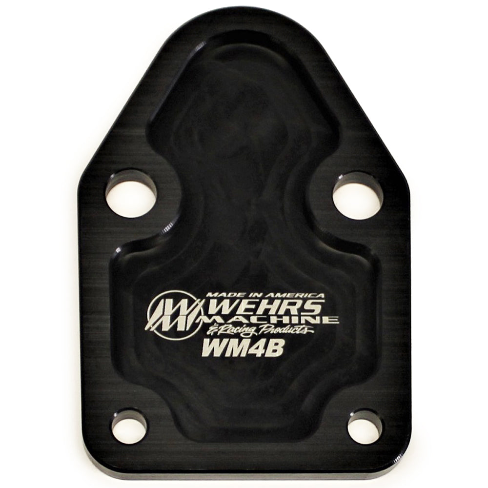 WEHRS MACHINE WM4B Small Block Chevy Fuel Pump Blockoff Aluminum Black Anodized
