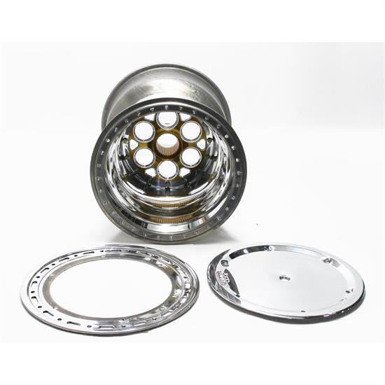 Weld Racing 735-51856-6 Magnum Sprint 15x18 Inch Beadlock Wheel with 6 Inch Backspacing and 42 Spline, Gold Anodized with Machined Center and Polished Lip