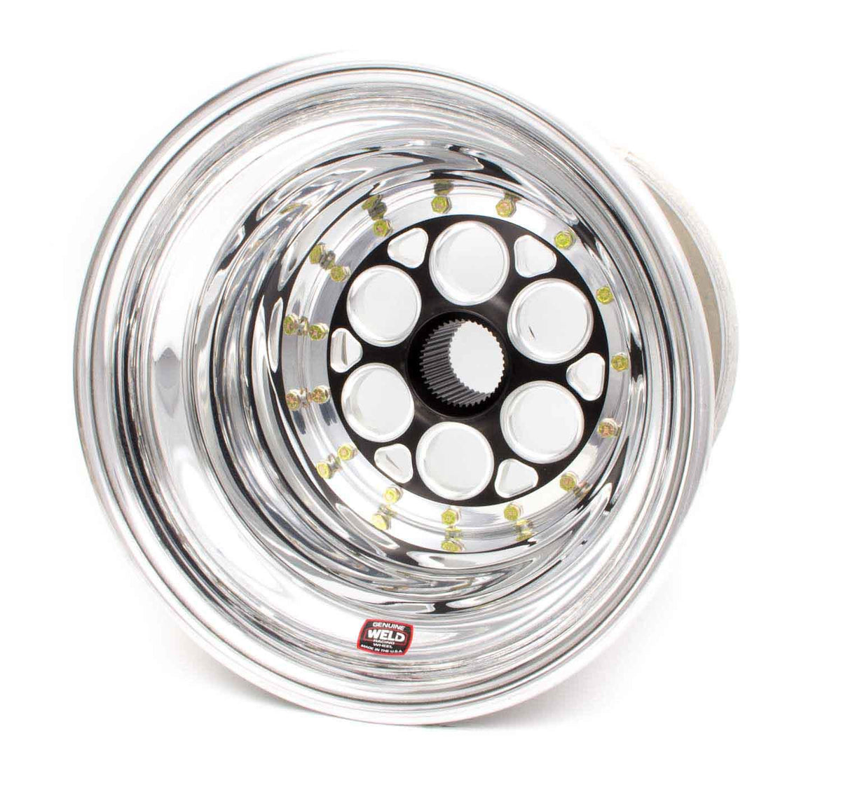 Weld Racing 735B-51537 Magnum Sprint 15x15 Inch Inner Beadlock Wheel with 7 Inch Backspace and 42 Spline, Black Anodized Aluminum with Machined Center and Polished Lip