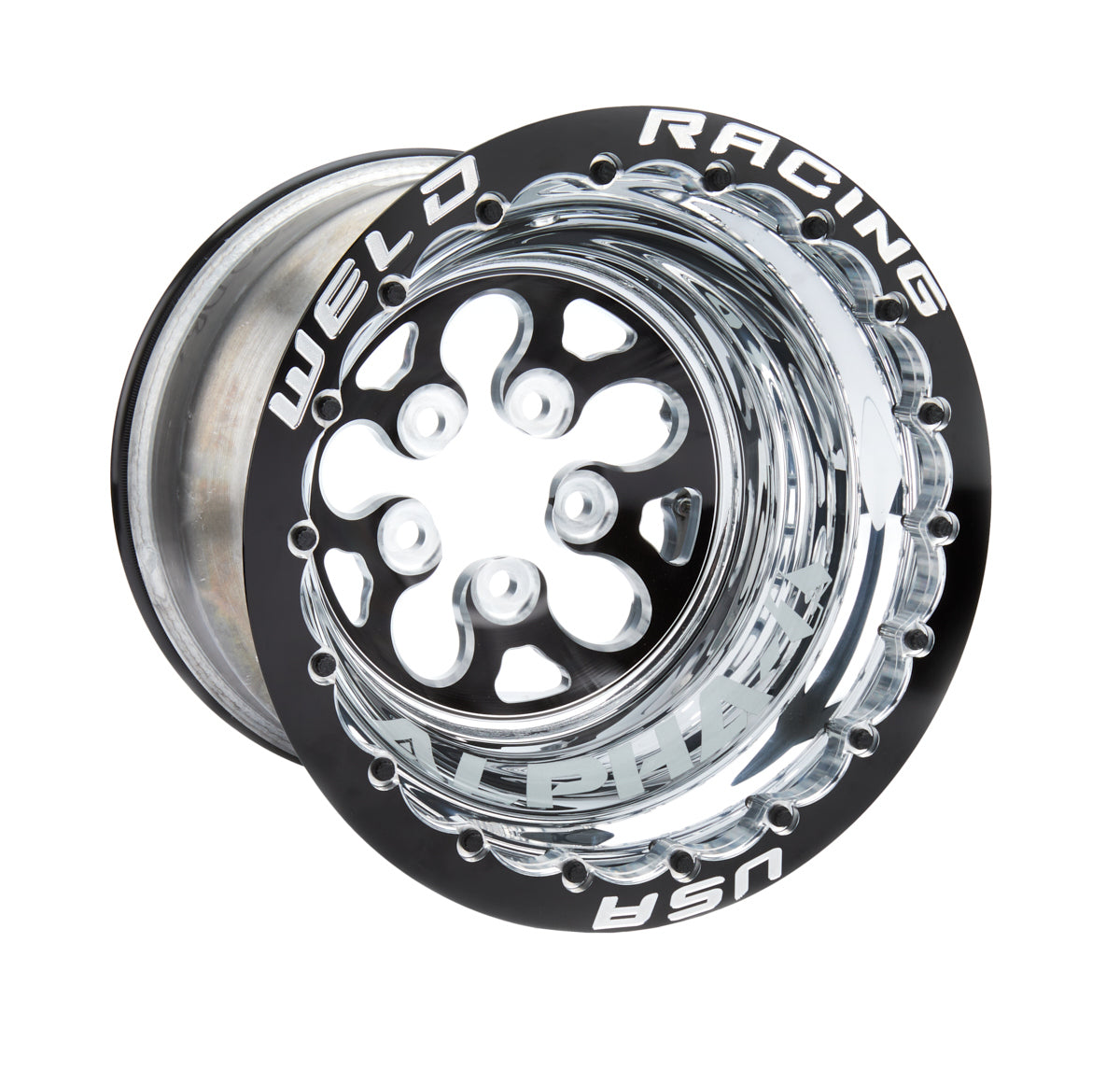 Weld Racing 83B-512276MB Alpha-1 15x12 Inch Double Beadlock Wheel with Black Anodized Center and Polished Lip