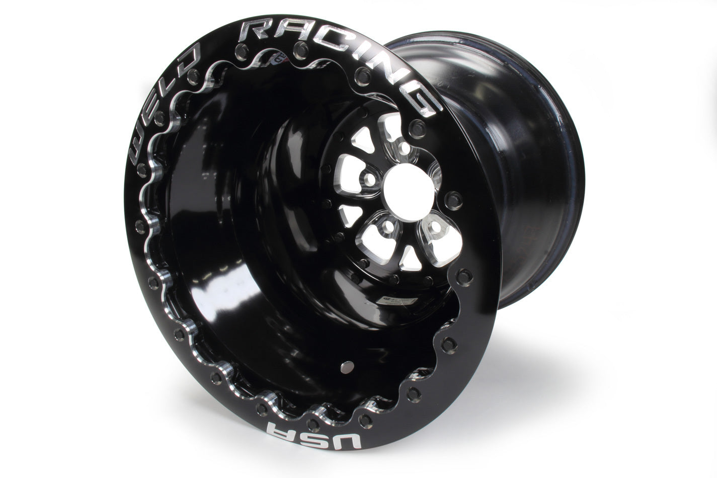 Weld Racing V-Series Drag Wheel 16x16 Inch Double Beadlock Aluminum Black Anodized with Machined Center and Lip, 5x4.75 Bolt Pattern