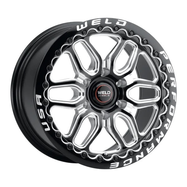 Weld Racing S90370089P42 Laguna 6 Beadlock Wheel 17x10 Inches Black Aluminum with Machined Center and Lip