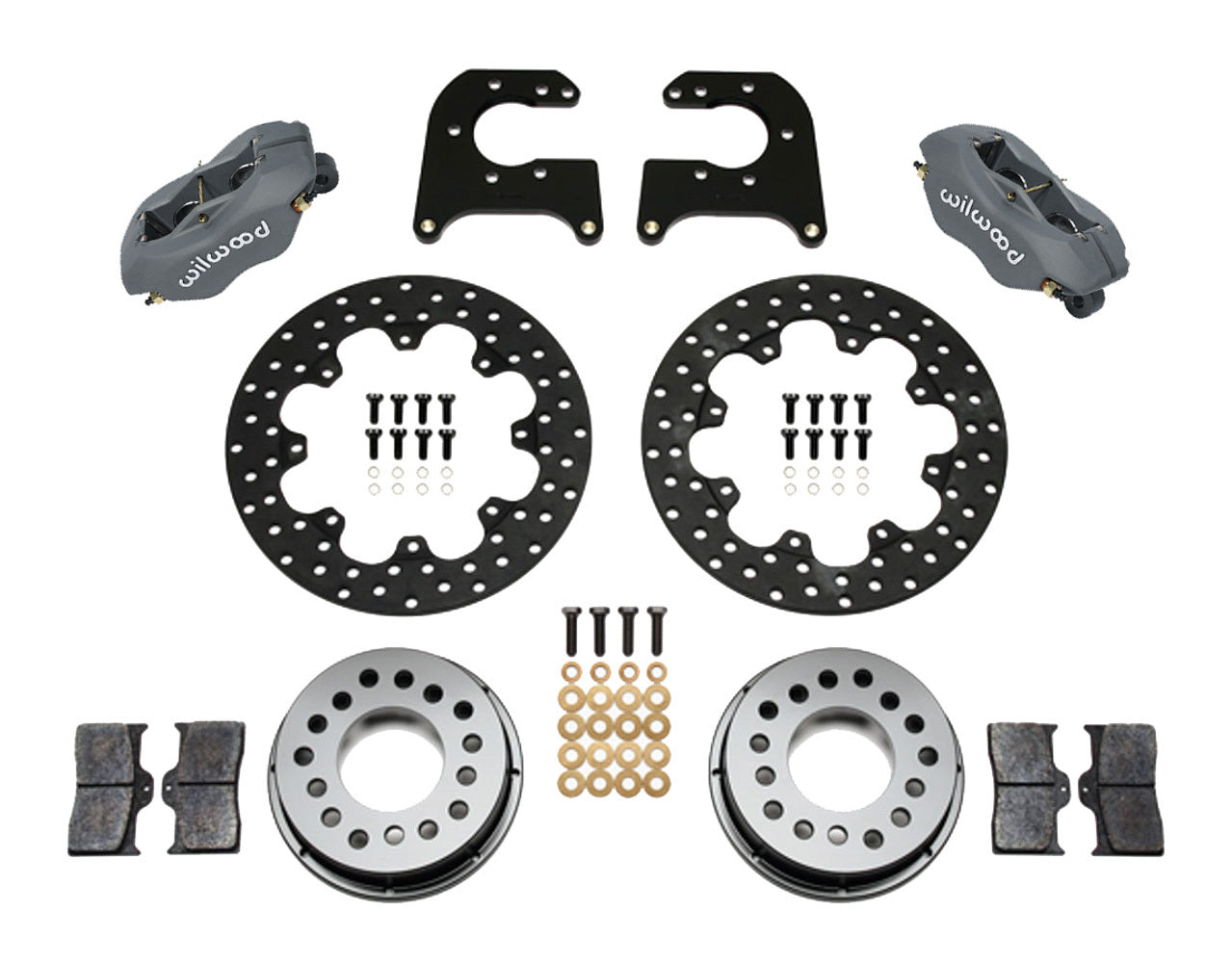 Wilwood 140-0261-BD Forged Dynalite Rear Brake Kit for Big Ford with 4 Piston Caliper and 11.44 Inch Drilled Steel Rotor