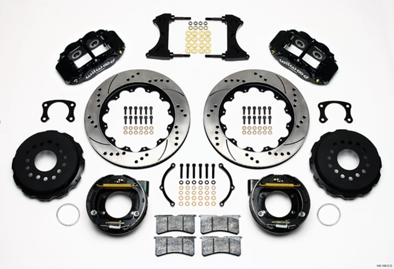 Wilwood 140-10012-D Superlite 4R Rear Brake Kit with 14-Inch Drilled and Slotted Iron Rotor for Ford 9-inch Axle