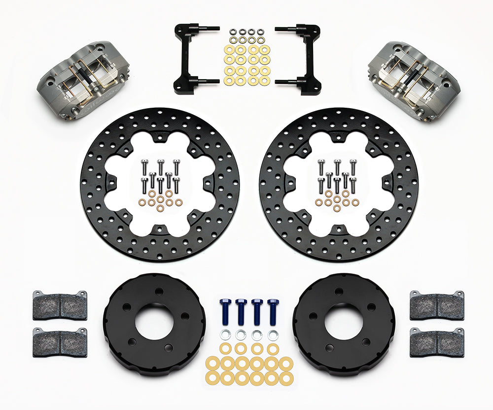 Wilwood Drag Front Brake Kit for Ford Mustang 1994-2004 with 11.75-Inch Drilled Steel Rotor and Four-Piston Aluminum Caliper