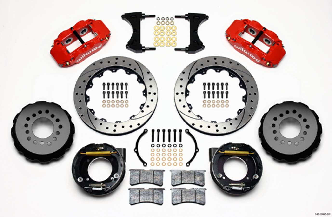 Wilwood 140-10093-DR Dynalite Rear Brake Kit for GM C10 Pickup with 4-Piston Caliper and 12.875-Inch Drilled and Slotted Iron Rotor