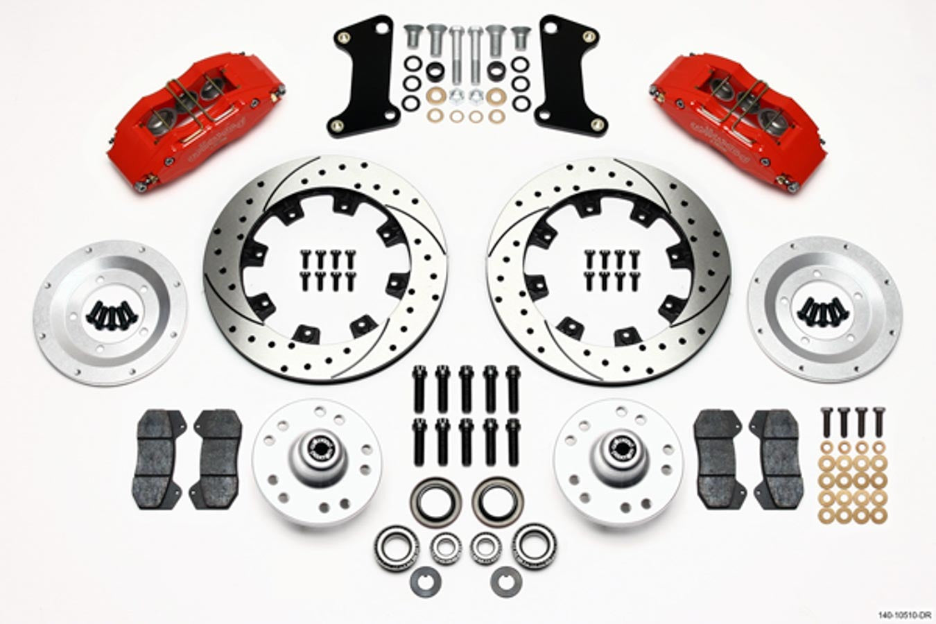 Wilwood 140-10510-DR Forged Dynapro 6 Big Brake Kit for Front 12.19 Inch Drilled and Slotted Iron Rotors with 6 Piston Aluminum Caliper in Red for GM A-Body, F-Body, and X-Body 1964-1972