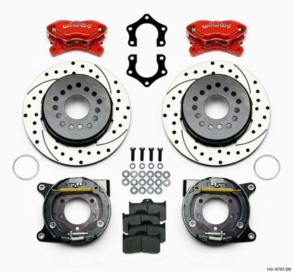 Wilwood 140-10767-DR Dynalite Rear Brake Kit for Mopar and Dana Axles with 4-Piston Caliper and 12.19 Inch Drilled and Slotted Iron Rotor
