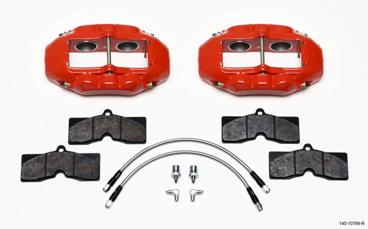 Wilwood 140-10789-R Front Brake Kit for Chevrolet Corvette 1965-1982 with 4-Piston Aluminum Calipers and Red Powder Coat Finish