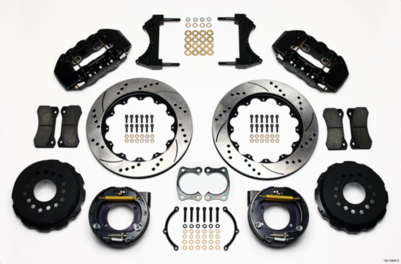 Wilwood 140-10948-D Aero4 Rear Big Brake Kit with 14 Inch Drilled and Slotted Iron Rotor and 4-Piston Aluminum Caliper for Ford Trucks