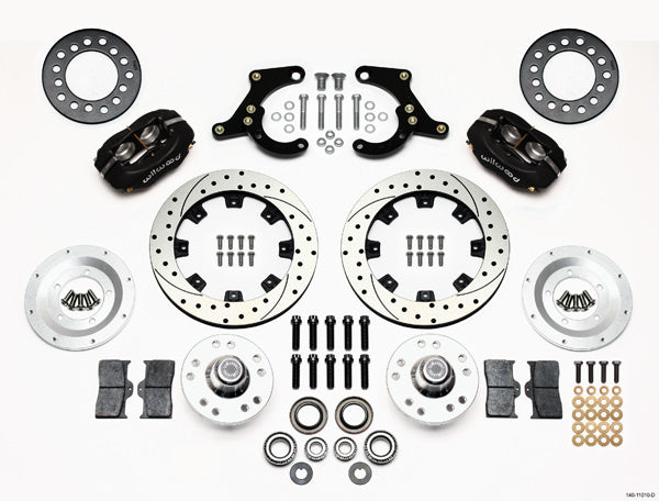 Wilwood 140-11010-D Dynalite Front Brake Kit for 1955-1957 Chevrolet Fullsize Cars with 4-Piston Calipers and 11.75-Inch Drilled and Slotted Iron Rotors