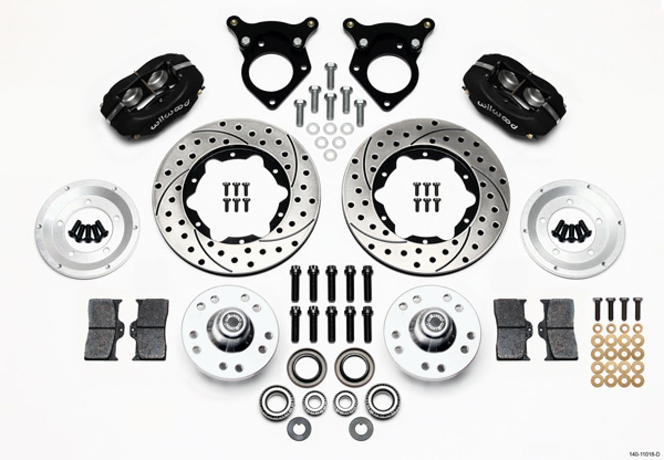 Wilwood 140-11018-D Forged Dynalite Pro Series Front Brake Kit for 1987-1993 Ford Mustang with 11-Inch Drilled Slotted Iron Rotors