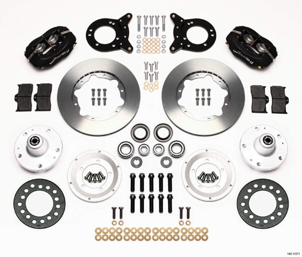 Wilwood 140-11071 Forged Dynalite Pro Series Front Disc Brake Kit for Ford Mustang 1965-1970 with 11-Inch Plain Iron Rotor and 4-Piston Aluminum Caliper