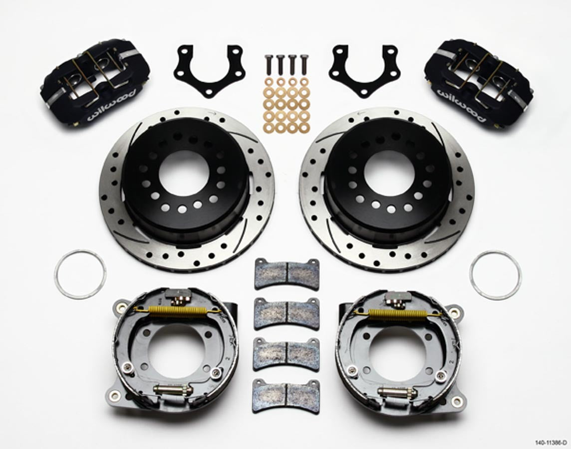 Wilwood 140-11386-D Rear Brake Kit for Mopar and Dana Vehicles with 11 Inch Drilled and Slotted Iron Rotor and Four-Piston Caliper
