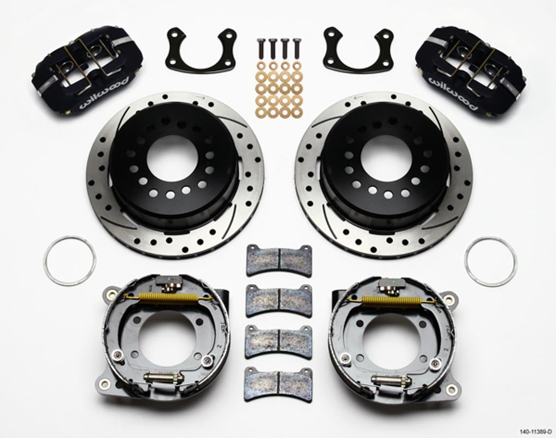 Wilwood 140-11389-D Rear Disc Brake Kit for Big Ford with 4-Piston Caliper and 11-Inch Drilled Slotted Iron Rotor