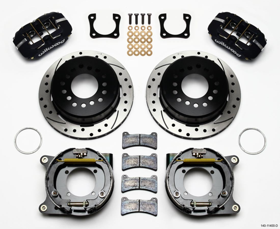 Wilwood 140-11400-D Dynapro Low-Profile Rear Disc Brake Kit with 4 Piston Caliper and 11 Inch Drilled Slotted Iron Rotor