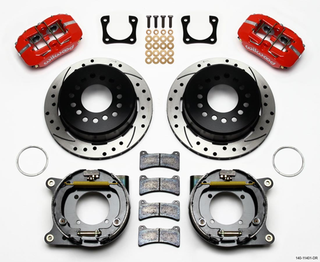 Wilwood 140-11401-DR Dynapro Low-Profile Rear Disc Brake Kit for GM 12-Bolt with 11-Inch Slotted and Drilled Iron Rotor