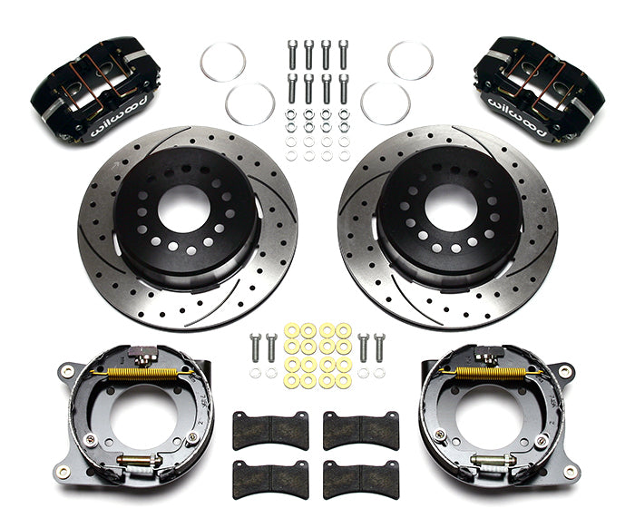 Wilwood 140-11827-D Rear Brake Kit for Chevy Corvette 1957-1962 and GM B-Body 1959-1964 with Low-Profile 4-Piston Caliper and 11-Inch Drilled Slotted Iron Rotor