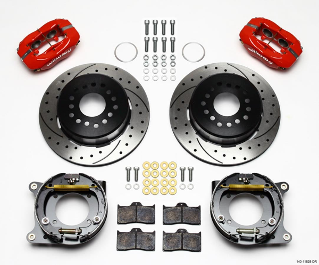 Wilwood 140-11828-DR Rear Brake Kit for Chevy Corvette 1957-1962 with 4-Piston Dynalite Caliper and 12.19 Inch Drilled and Slotted Iron Rotors