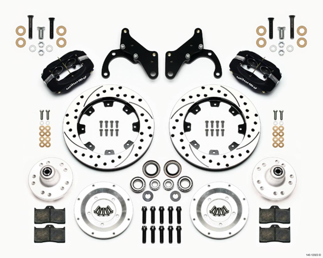 Wilwood Forged Dynalite Big Brake Front Kit for GM B-Body 1965-1968 with 12.19 Inch Drilled and Slotted Iron Rotors, Black Powder Coat