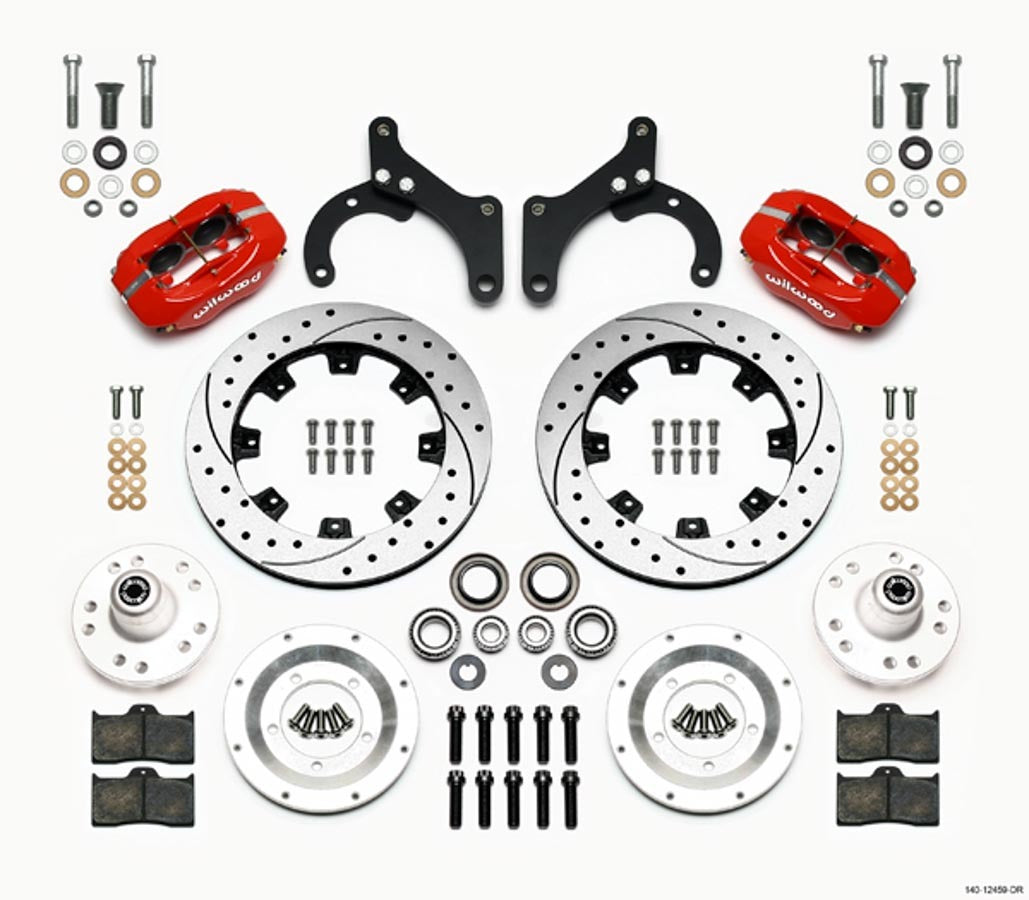 Wilwood 140-12459-DR Forged Dynalite Big Brake Front Kit for 1959-64 Chevrolet Corvette with 12.19 Inch Drilled and Slotted Iron Rotors