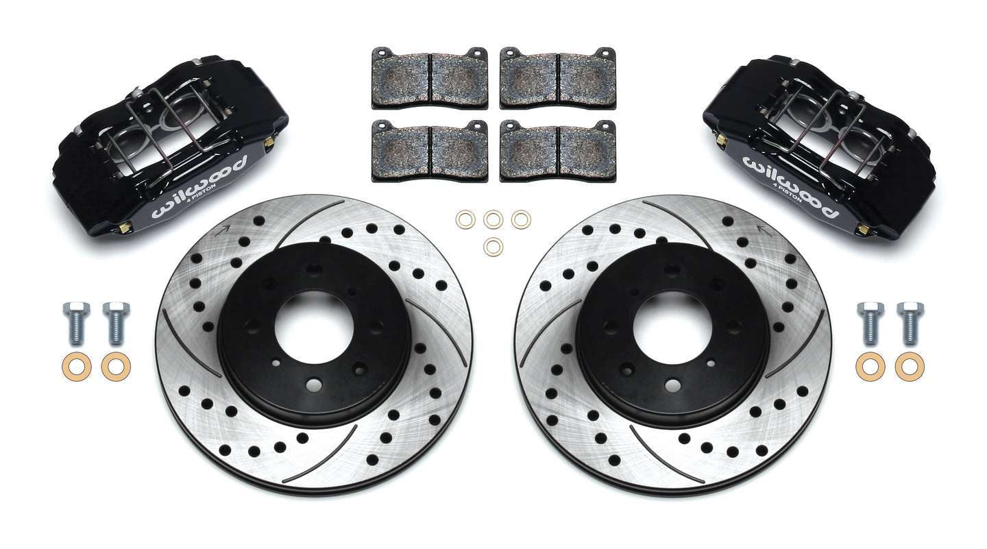 Wilwood 140-12996-D Forged DPHA Front Brake Kit with 4-Piston Calipers and 10.32-Inch Drilled and Slotted Iron Rotors for Acura Integra, Honda Civic, and Fit 1990-2013