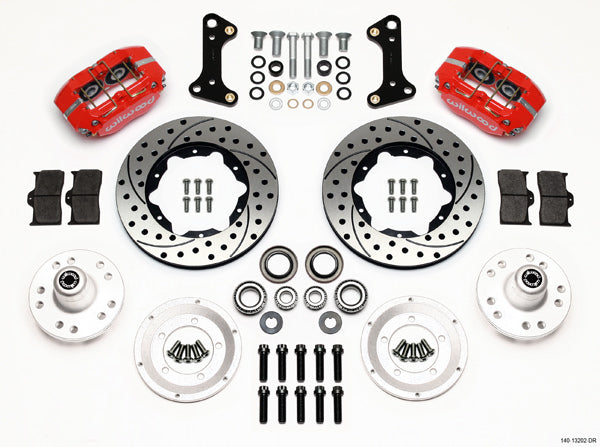 Wilwood 140-13202-DR Dynapro Front Brake Kit for GM F-Body / X-Body 1967-1972 with 4-Piston Caliper and 11-Inch Drilled/Slotted Iron Rotor