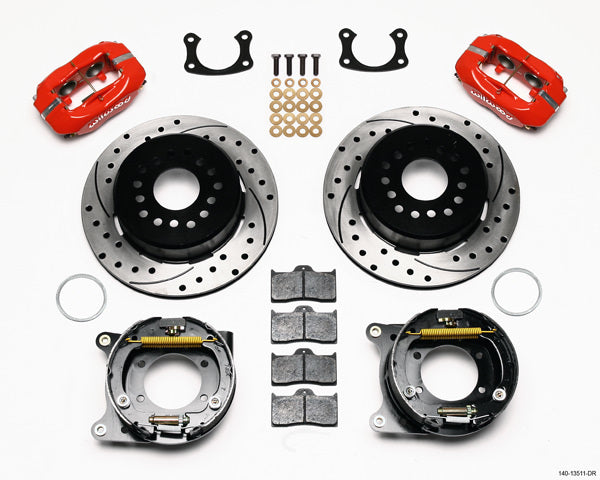 Wilwood 140-13511-DR Rear Disc Brake Kit with 4-Piston Forged Dynalite Calipers and 12.19 Inch Drilled and Slotted Iron Rotor for GM 12-Bolt Vehicles
