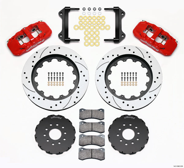 Wilwood 140-13903-DR Aero6 Front Brake Kit for Chevrolet Corvette C5 and C6 with 6-Piston Calipers and 15-Inch Drilled and Slotted Iron Rotors